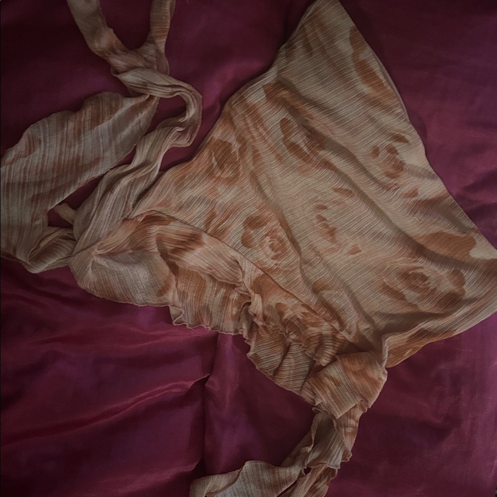 Floral orange Tan and Brown tub top